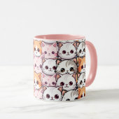 Kawaii kat katje kitten huisdier gezicht doodle pr mok (Voorkant rechts)