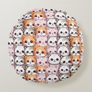 Kawaii kat katje kitten huisdier gezicht doodle pr rond kussen