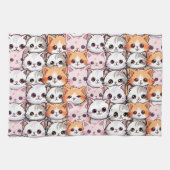Kawaii kat katje kitten huisdier gezicht doodle pr theedoek (Horizontaal)