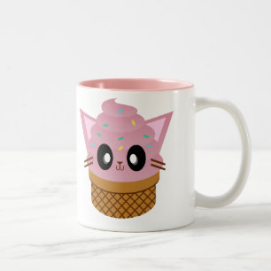 kawaii kat kegel ijs kat miauw tweekleurige koffiemok