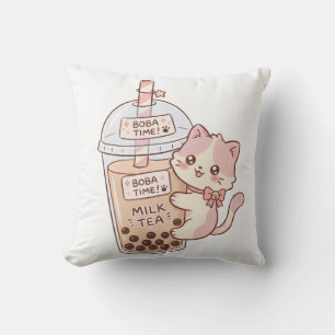 Kawaii Kat Knuffel Bubble Melk Thee Mooie Boba T Kussen