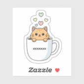 Kawaii Kat & Koffie Hartjes Illustratie Sticker (Vel)