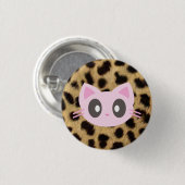 Kawaii kat luipaard print ronde button 3,2 cm (Voorkant /achterkant)