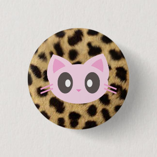Kawaii kat luipaard print ronde button 3,2 cm