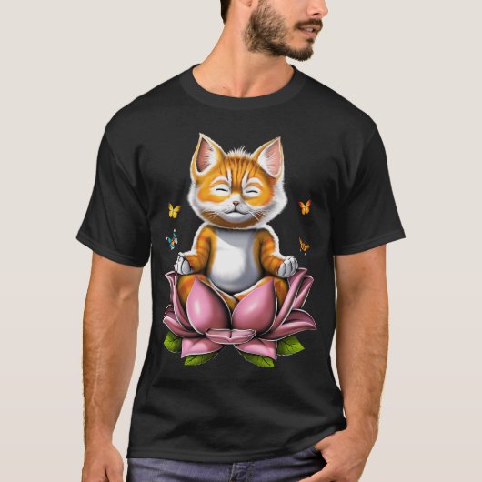 Kawaii Kat Meditatie T-shirt (Voorkant)