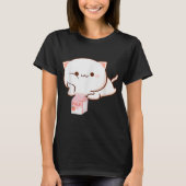 Kawaii kat met aardbeimelk t-shirt (Voorkant)