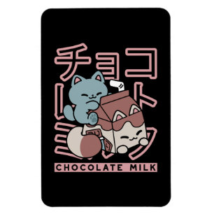 Kawaii Kat met Chocolademelk – Japanse Pop Art Magneet