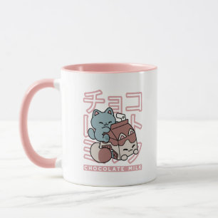 Kawaii Kat met Chocolademelk – Japanse Pop Art  Mok