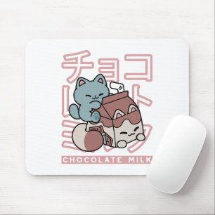 Kawaii Kat met Chocolademelk – Japanse Pop Art Muismat