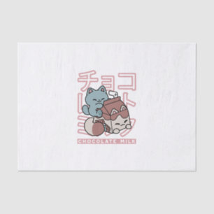 Kawaii Kat met Chocolademelk – Japanse Pop Art Tissuepapier