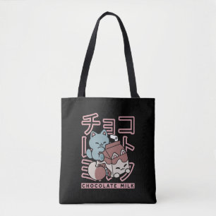 Kawaii Kat met Chocolademelk – Japanse Pop Art  Tote Bag