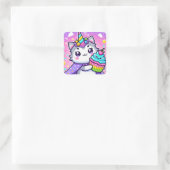Kawaii Kat met cupcake Verjaardag Vierkante Sticker (Tas)