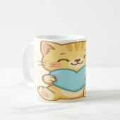 Kawaii kat met hart koffiemok (Voorkant links)