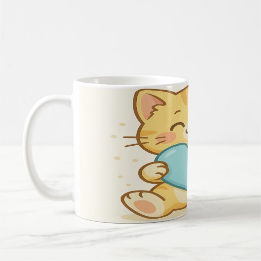 Kawaii kat met hart koffiemok (Links)