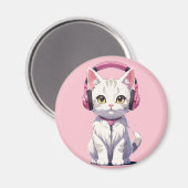 Kawaii kat met koptelefoon magneet (Voorkant / Achterkant)