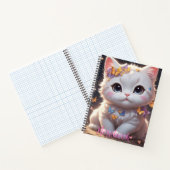 Kawaii Kat met vlinders spiraal Notitieboek (Binnen)