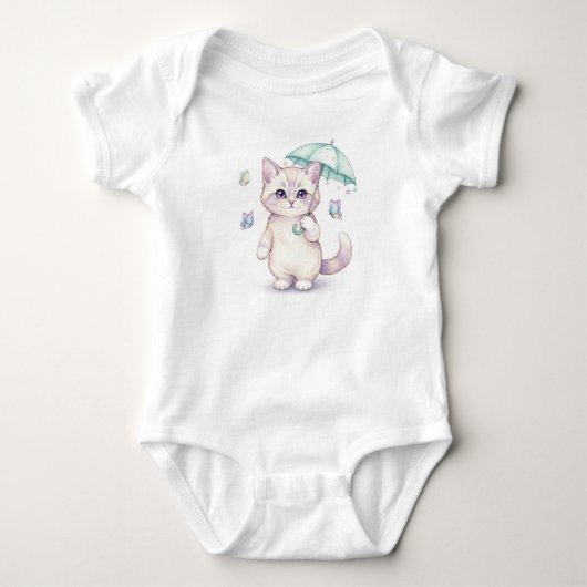 Kawaii Kat onder Paraplu, door Natasha Us   Romper (Voorkant)