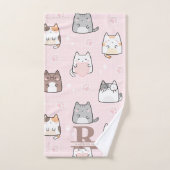 Kawaii Kat op een Roze Achtergrond Bad Handdoek (Handdoek)