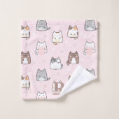 Kawaii Kat op een Roze Achtergrond Bad Handdoek (Wasdoekje)