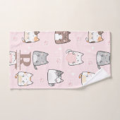 Kawaii Kat op een Roze Achtergrond Bad Handdoek (Handdoek)