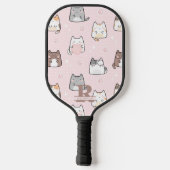 Kawaii Kat op een Roze Achtergrond Pickleball Paddle (Achterkant)