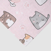 Kawaii Kat op een Roze Achtergrond Tissuepapier (Detail)