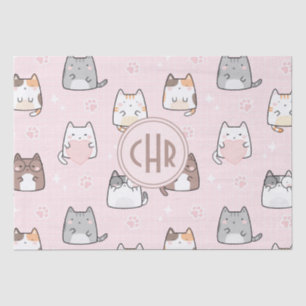 Kawaii Kat op een Roze Achtergrond Tissuepapier