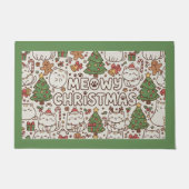 Kawaii Kat Patroon Kerst Welkomstmat Deurmat (Voorkant)