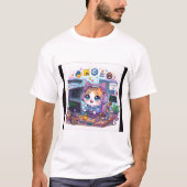 Kawaii Kat Programmer T-Shirt | Cute Codeer Kat An (Voorkant)
