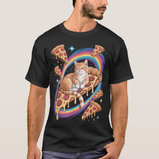 Kawaii Kat Ruimte Planeten Alien Pizza Ruimte Kat T-shirt