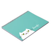 Kawaii kat Schattige pastel blauw Notitieboek (Linkerzijde)