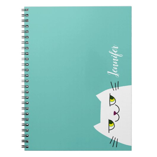Kawaii kat Schattige pastel blauw Notitieboek (Voorkant)