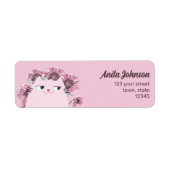 Kawaii kat Schattige roze retour adreslabel Etiket (Voorkant)