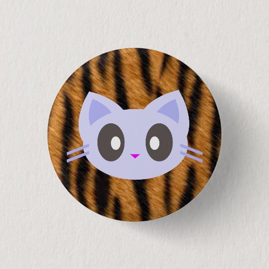Kawaii kat tijgerprint ronde button 3,2 cm (Voorkant)