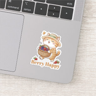 Kawaii Kat Tuinier Zomer Bes Oogst Sticker