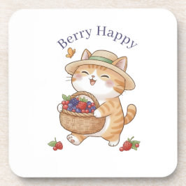 Kawaii Kat Tuinier Zomer Bes Plastic Onderzetter