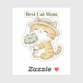 Kawaii Kat Tuinman Zomer Rozen Boeket Sticker