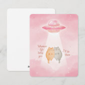 Kawaii Kat UFO Valentijnskaart voor Geliefde Partn Feestdagenkaart (Voorkant / Achterkant)