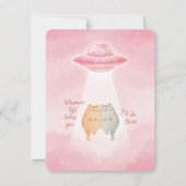 Kawaii Kat UFO Valentijnskaart voor Geliefde Partn Feestdagenkaart (Voorkant)