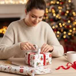 Kawaii Kat & Vrienden Kerstinpakpapier Inpakpapier Vel