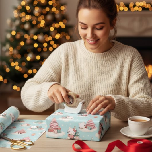 Kawaii Kat & Vrienden Kerstinpakpapier Inpakpapier Vel