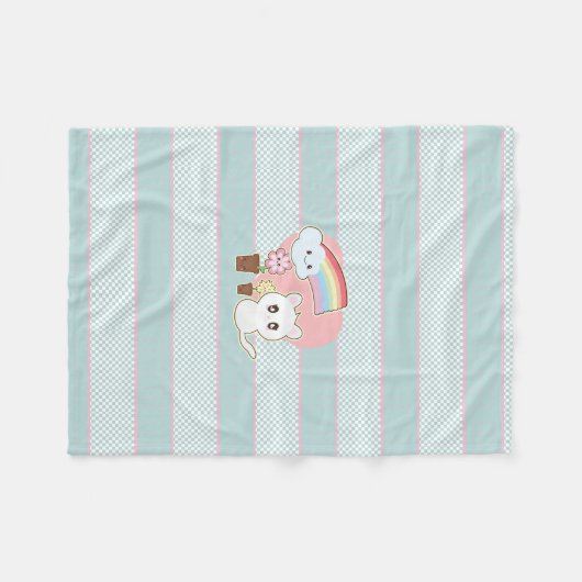 Kawaii katje en regenboog zo schattig fleece deken (Voorkant (Horizontaal))