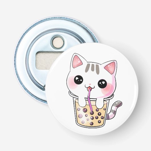 Kawaii katteborrelthee button flesopener (Voorkant)