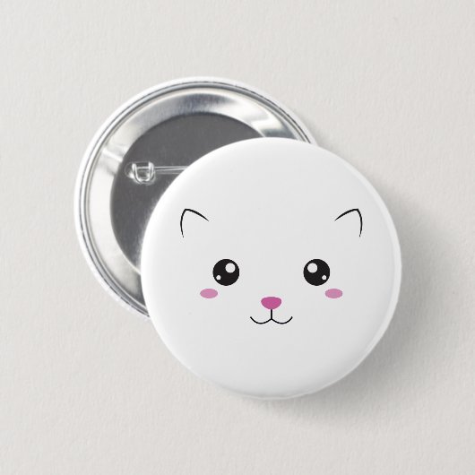 Kawaii kattegezicht ronde button 5,7 cm (Voorkant /achterkant)