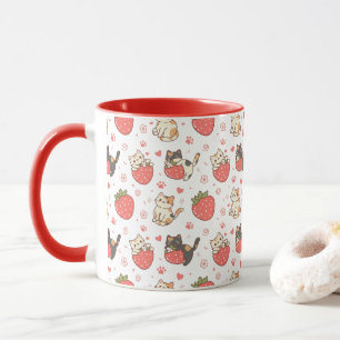 Kawaii Katten & Aardbeien Mok