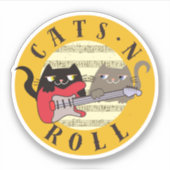 Kawaii Katten en Rock Muziek Sticker (Voorkant)