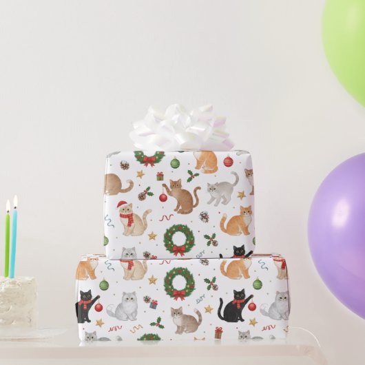 Kawaii Katten & Kerst Decoraties Inpakpapier (Feestgeschenken)