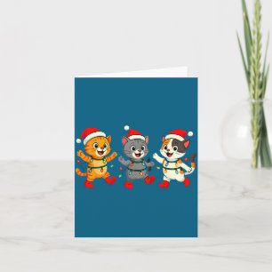 Kawaii Katten Kerstman Hoed Dansende Lichten Kerst Kaart