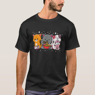 Kawaii Katten Ramen Noodles Boba Thee Video Gamer T-shirt