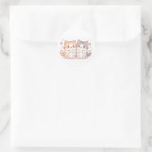 Kawaii Katten Vrienden Ronde Sticker (Tas)
